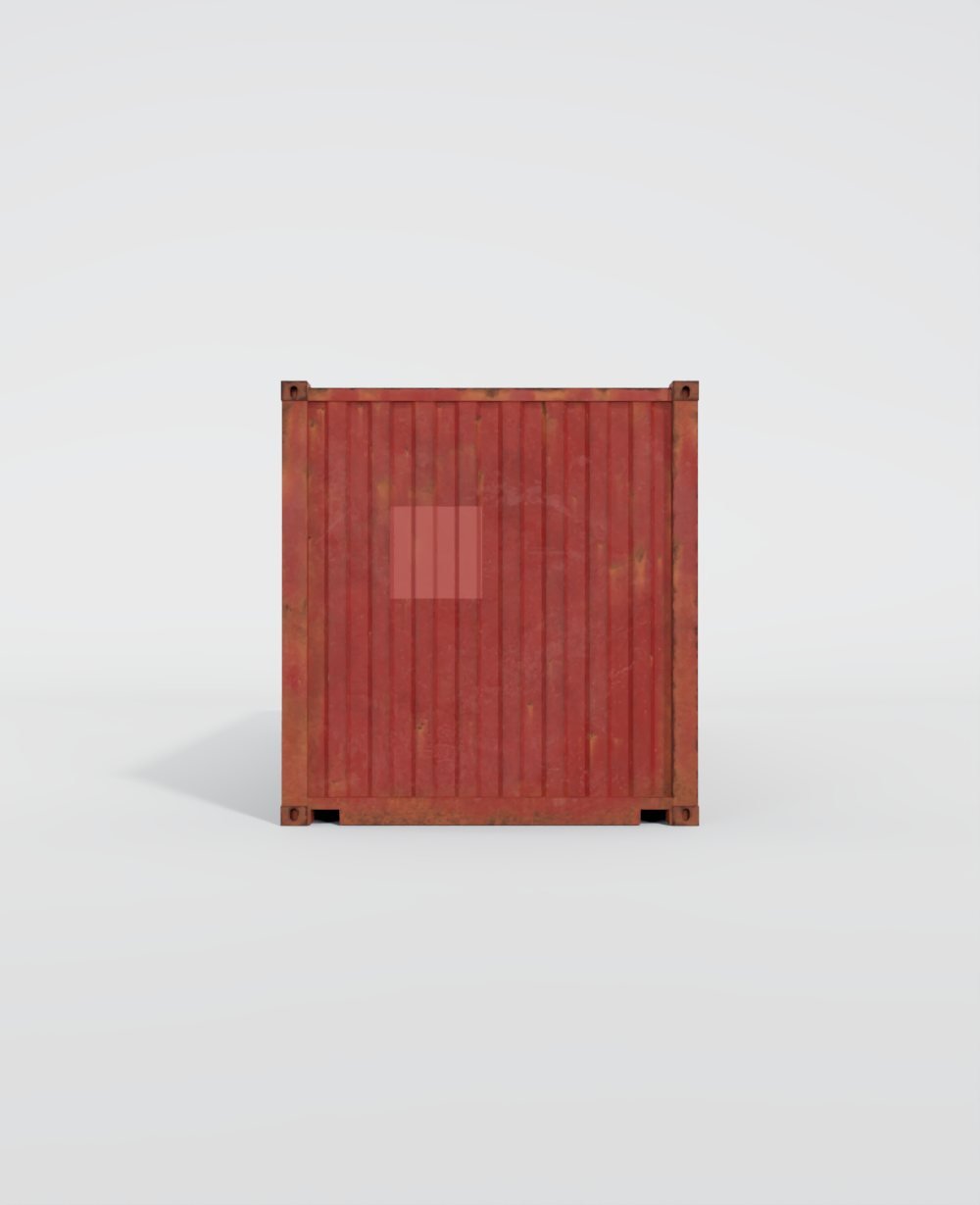 20-Fuß-Seecontainer (6 m), gebraucht, Rückansicht