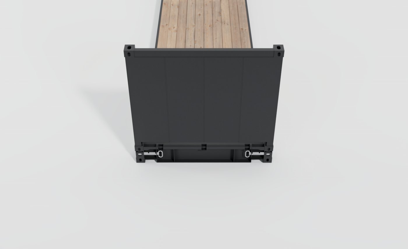 Container 40 Pieds Flat Rack, vue arrière