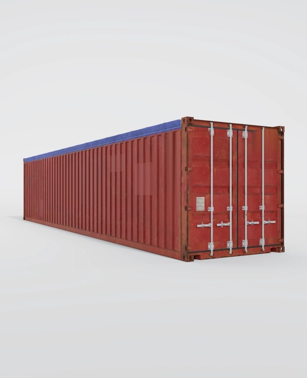 Container 40 Pieds Open Top Occasion, vue trois-quarts
